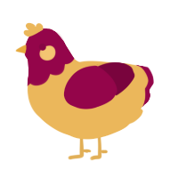 A honey and maroon chicken with a head pattern