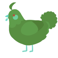 A viridian chicken with a head pattern