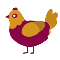 PBJ, a maroon and ochre chicken with a head pattern