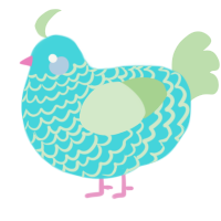 A aqua and gluppy chicken with a lace pattern