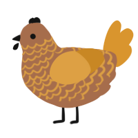 A brown and orange chicken with a lace pattern