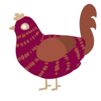 A maroon and russet chicken with a bar pattern