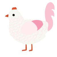 A white and rose chicken with a lace pattern