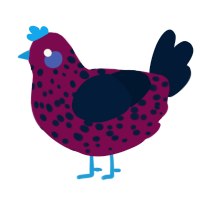 A wine and tumblr chicken with a speckle pattern