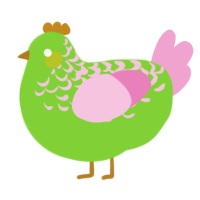 A grass and pink chicken with a half-lace pattern