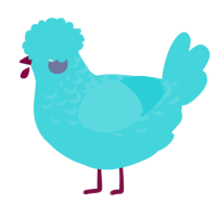 A aqua chicken with a half-lace pattern