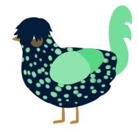 A tumblr and spring chicken with a speckle pattern
