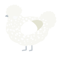 A white chicken with a speckle pattern