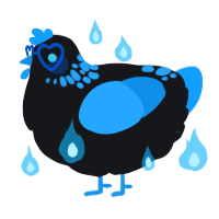 A sable and sky chicken with a neck-speckle pattern