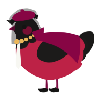 A crimson and sable chicken with a head pattern