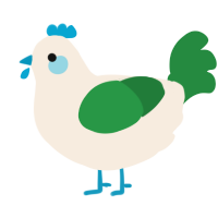 A cream and viridian chicken