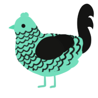 A mint and black chicken with a lace pattern