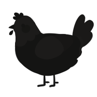 A black and sable chicken with a head pattern
