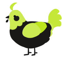 A sable and lime chicken with a head pattern