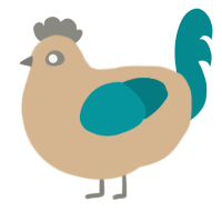 Paisley, a beige and teal chicken