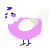 A lavender and white chicken with a head pattern
