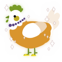 A orange and cream chicken with a head pattern