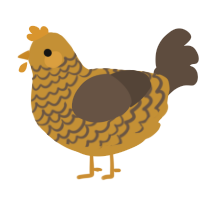 A gold and bark chicken with a lace pattern