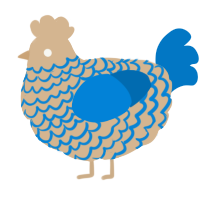 A beige and sapphire chicken with a lace pattern