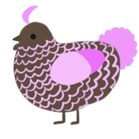 A bark and lavender chicken with a lace pattern