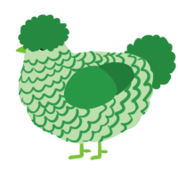 A gluppy and viridian chicken with a lace pattern