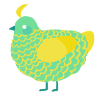 A spring and yellow chicken with a lace pattern