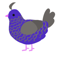 A indigo and grey chicken with a lace pattern