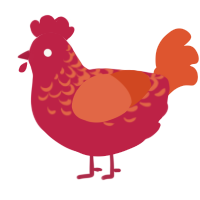A crimson and vermilion chicken with a half-lace pattern