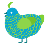 A cerulean and grass chicken with a lace pattern