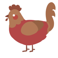A red and brown chicken with a head pattern