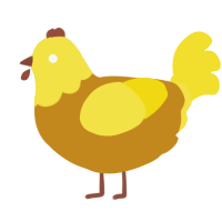 Butternut, a ochre and yellow chicken with a head pattern