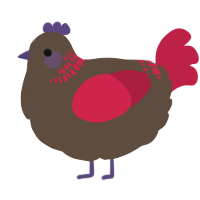 A bark and crimson chicken with a neck-band pattern