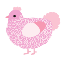 A pink and rose chicken with a double-lace pattern