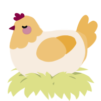 A cream and honey chicken with a head pattern