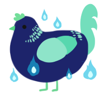 A navy and mint chicken with a neck-band pattern