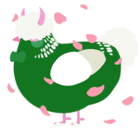 A leaf and white chicken with a neck-band pattern
