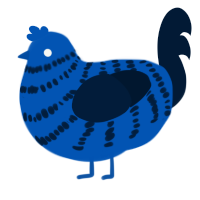 A ultramarine and tumblr chicken with a bar pattern