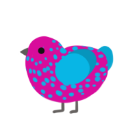 (unnamed), a fuchsia and cerulean chicken with a speckle pattern