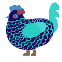 A apple and crimson chicken with a lace pattern