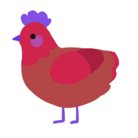 A red and crimson chicken with a head pattern