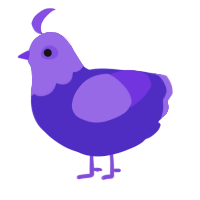A indigo and blurple chicken with a head pattern