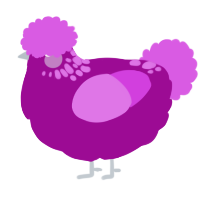 A plum and orchid chicken with a neck-speckle pattern