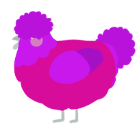 A fuchsia and amethyst chicken with a head pattern