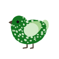 mint freak, a leaf and gluppy chicken with a speckle pattern