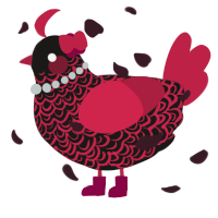 A sable and crimson chicken with a double-lace pattern