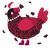 A sable and crimson chicken with a double-lace pattern