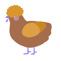A brown and orange chicken