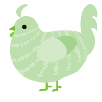 A gluppy chicken with a bar pattern