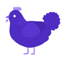 A indigo chicken with a neck-speckle pattern