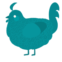 A teal chicken with a double-lace pattern